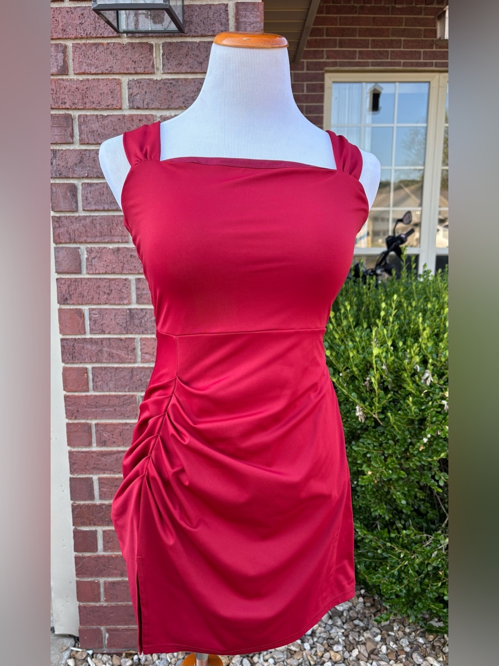 Red Ruched Sheath Dress - Women
